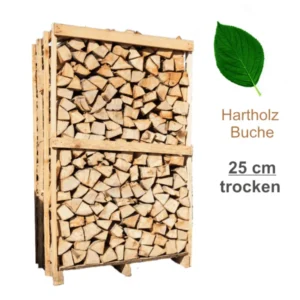 Premium Buchenbrennholz ofenfertig 25cm trocken 2 Ster Box